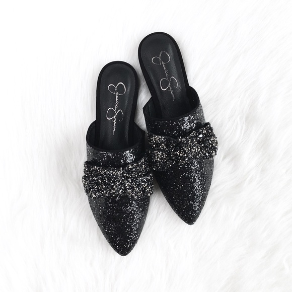 Jessica Simpson Shoes - Jessica Simpson | onyx crystal bow glitter flats